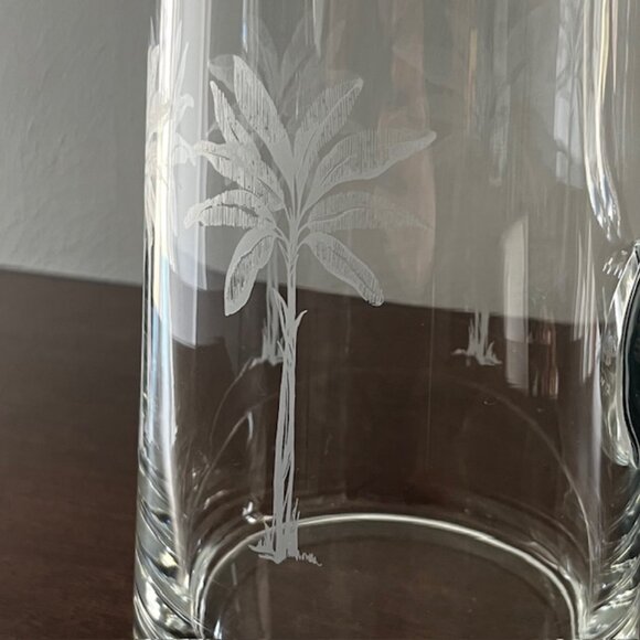 Glass Pitcher Palm Tree Design Barware Serving Contemporary Minimalist - Picture 2 of 7